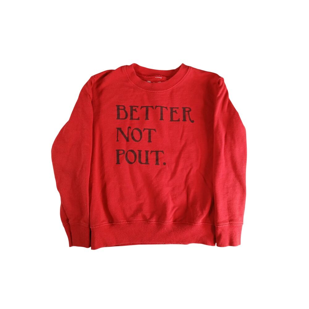 The Wishing Elephant Kids Sweatshirt Size 4 Unisex Red Better Not Pout Christmas